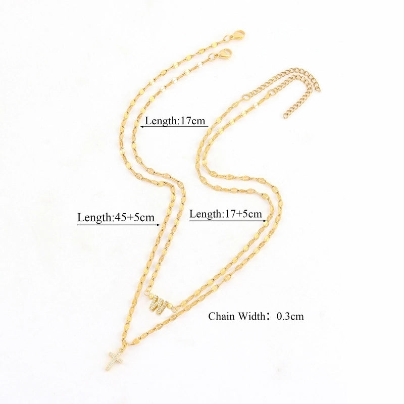 Elegant Minimalist Classic Style Cross Letter 201 Stainless Steel 304 Stainless Steel Copper Pendant Necklace