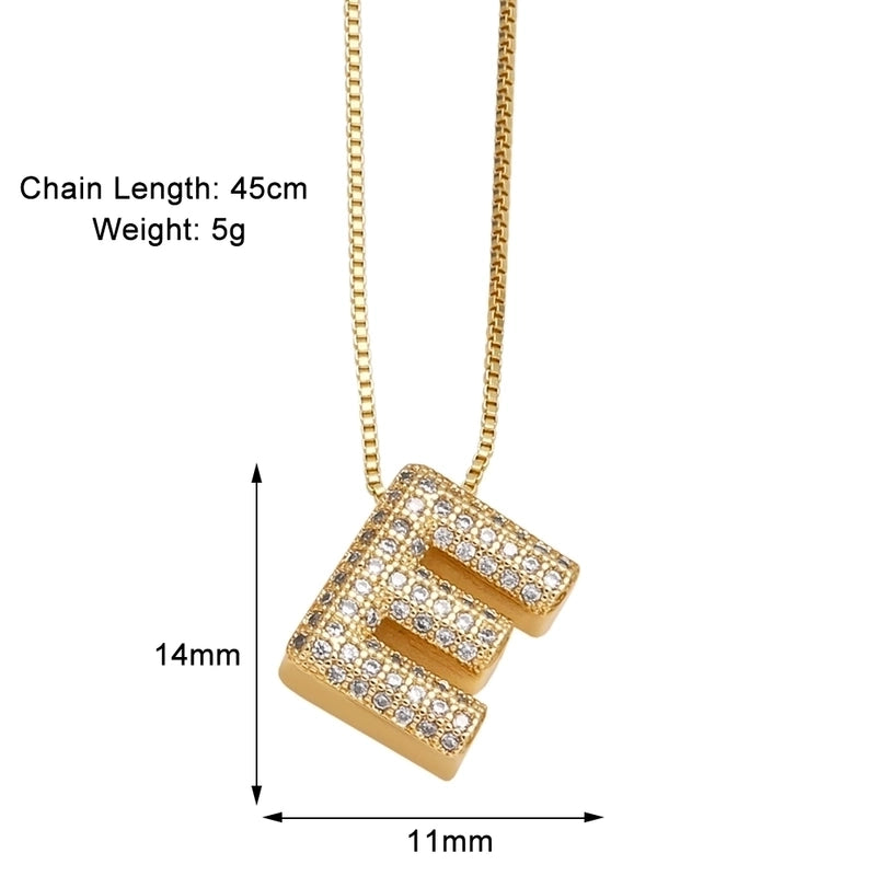 Copper 18K Gold Plated Modern Style Minimalist Plating Inlay Letter Zircon Pendant Necklace