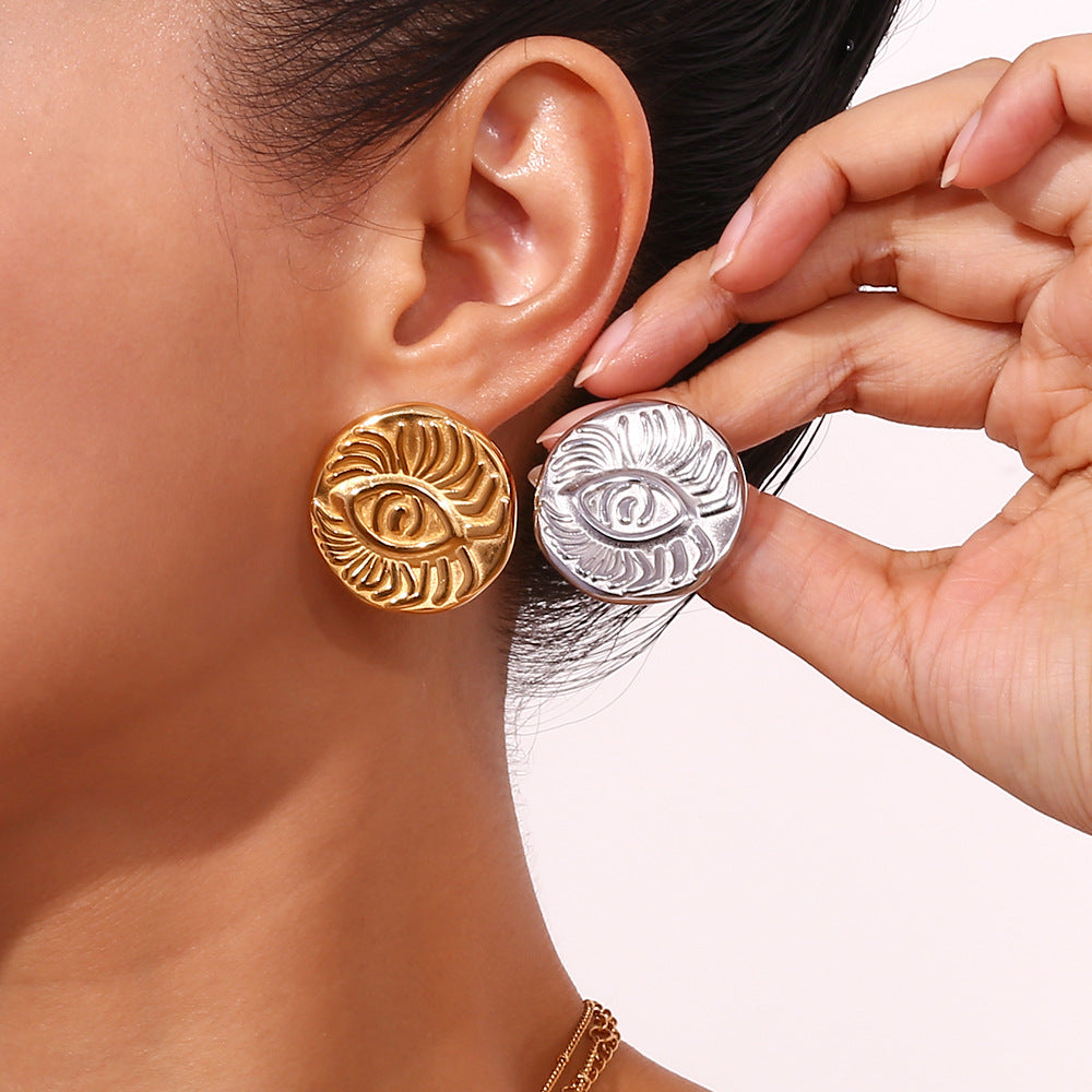 Fashion Circle Geometric Stainless Steel 18K Gold Plated Earrings
