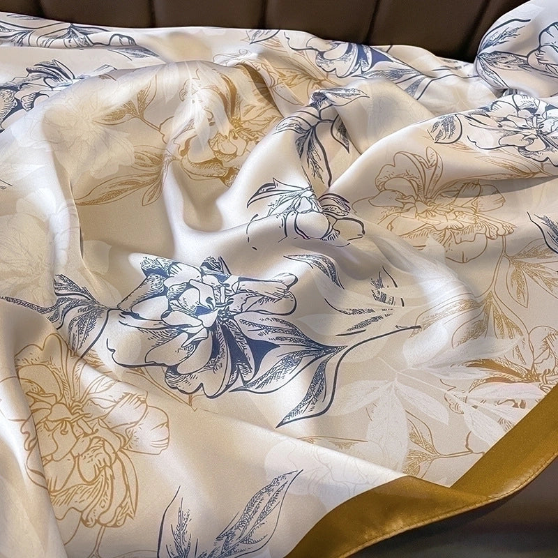 Women's Retro Bohemian Flower Silk Shawl