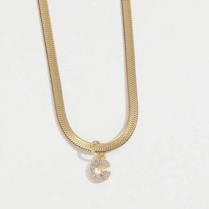304 Stainless Steel Copper Retro Classic Style Inlay Letter Zircon Pendant Necklace