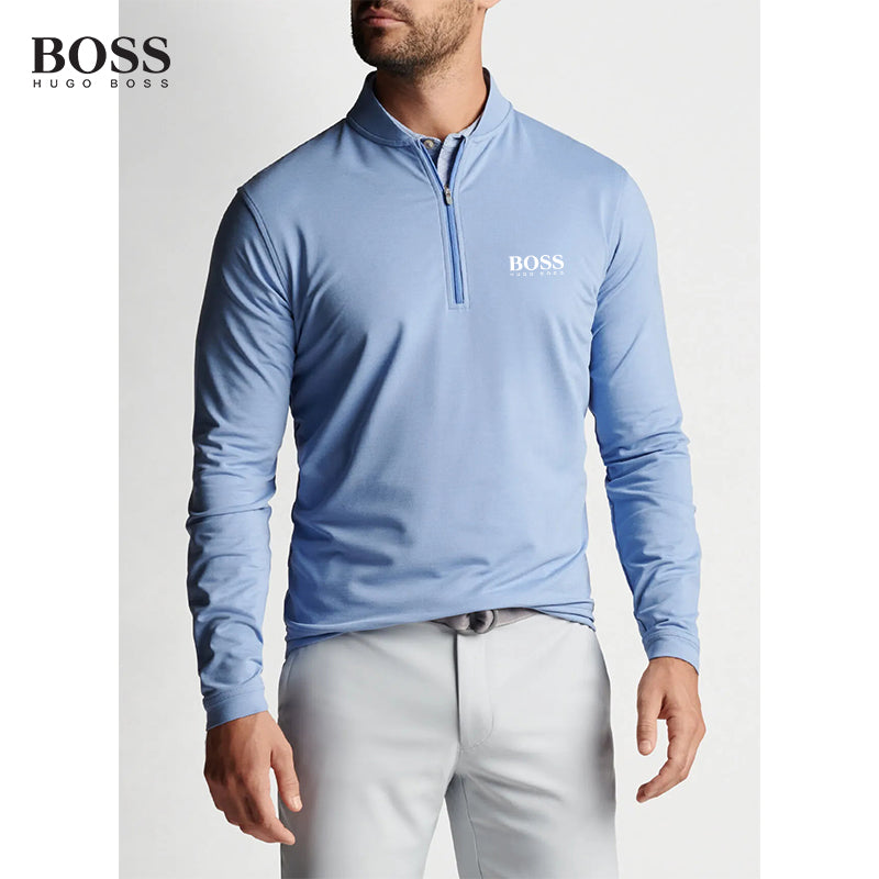 PRE-SALE BOSS Men Cotton QUICK DRY Zip Golf 1/4 Zip Pullover