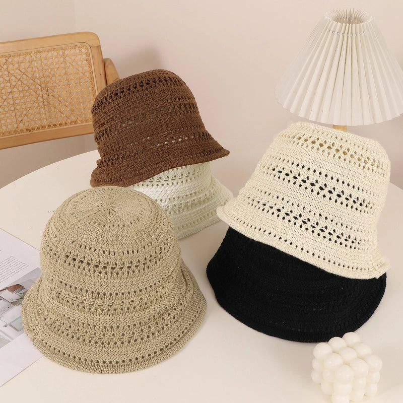 Women's Casual Minimalist Solid Color Solid Color Hollow Out Eaveless Bucket Hat