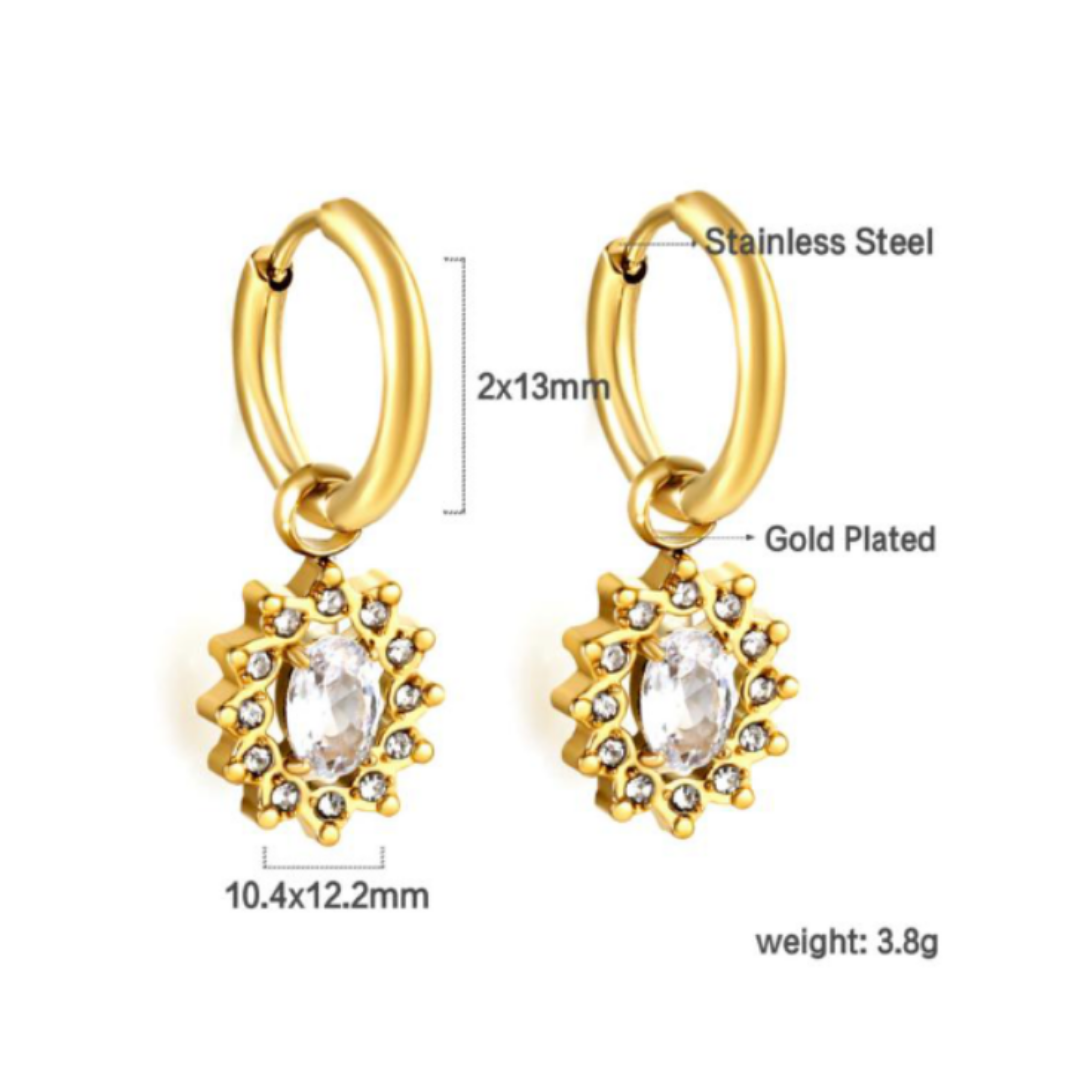 Dangled diamond hoops - Gold
