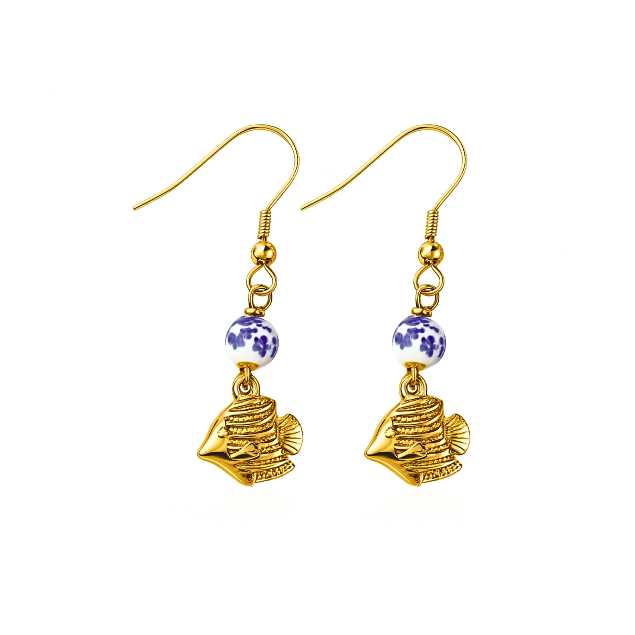 Dangled fish studs - Gold