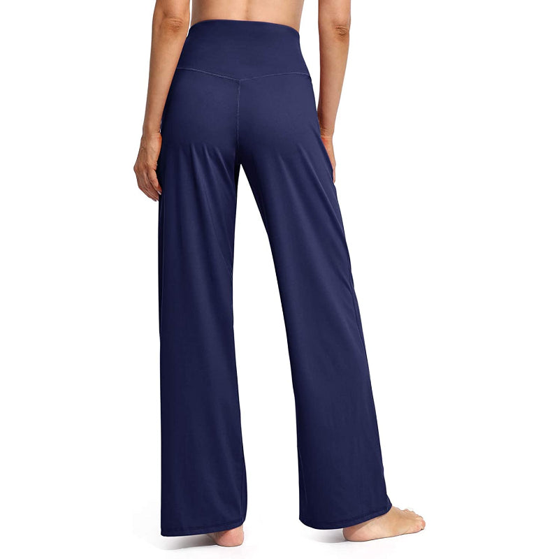 Women Wide Leg Yoga Pants High Waist Stretch Workout Sweatpants With Pockets Casual Straight Leg Pants
