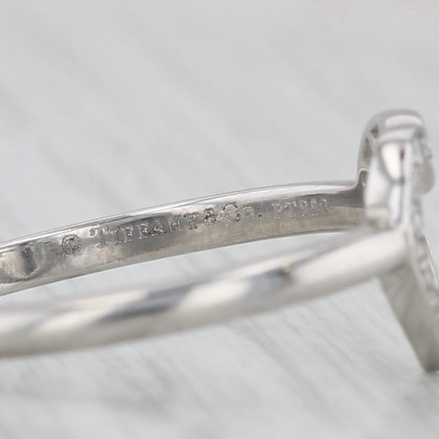 Tiffany & Co Class Open Heart Ring w/ Box 950 Platinum Size 6.5