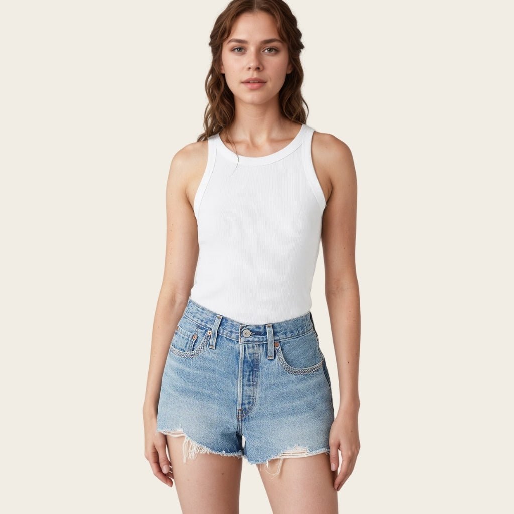 Mid Rise Straight Fit Shorts