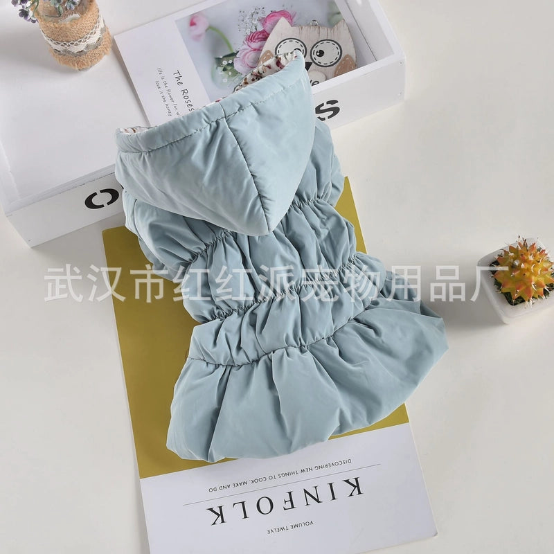 Pet Bear Small Dog Sweater Shiner Teddy Dog Clothes Autumn/winter Two-legged Floral Bubble Dress