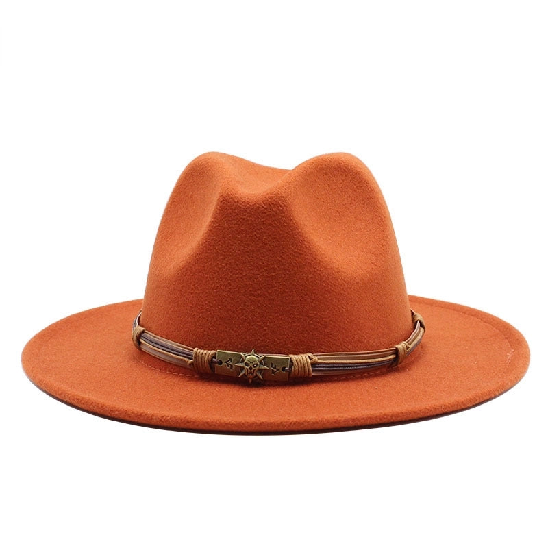 Unisex Skull Light Body Flat Eaves Fedora Hat