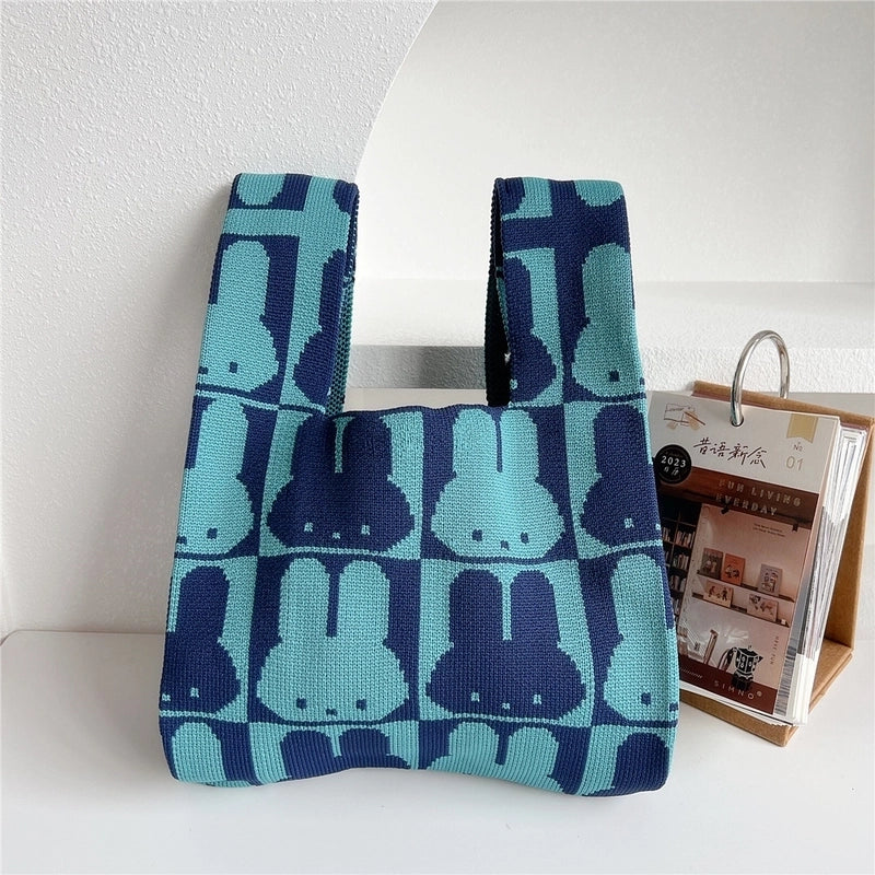 Women's All Seasons Knit Animal Star Cute Bucket Open Handbag Bucket Bag