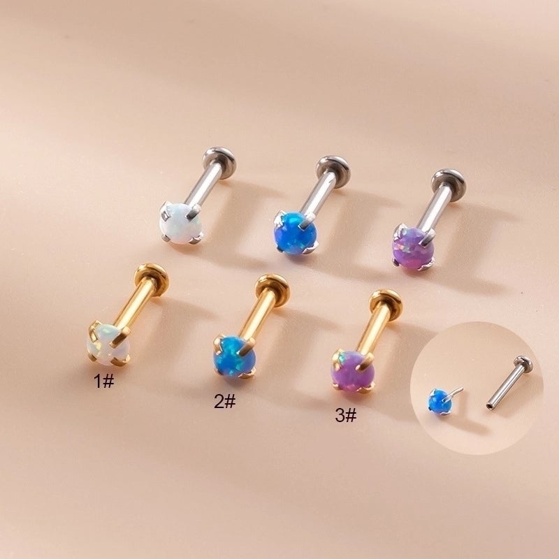 1 Piece Lip Rings Fashion Geometric 316L Stainless Steel  Inlay Artificial Gemstones