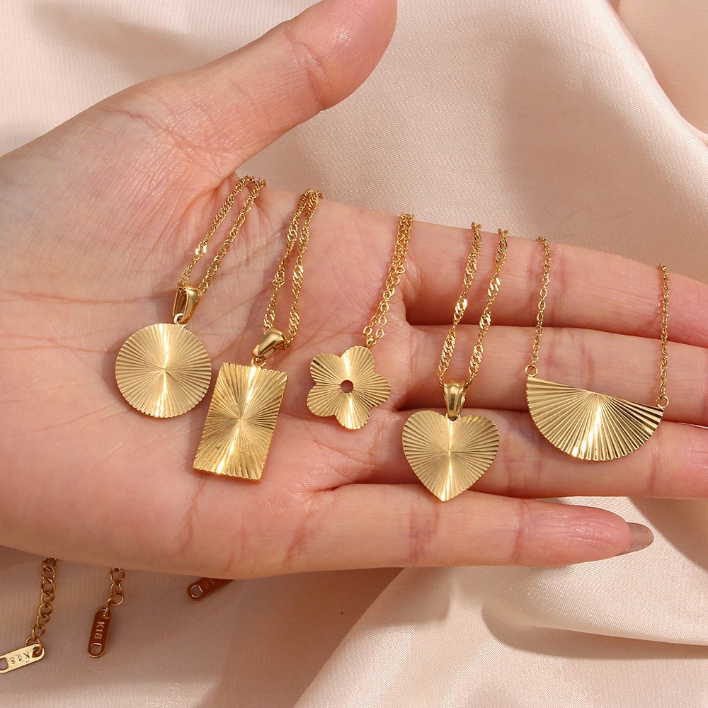 Fashion Quadrilateral Round Geometric Stainless Steel 18K Gold Plated Necklaces