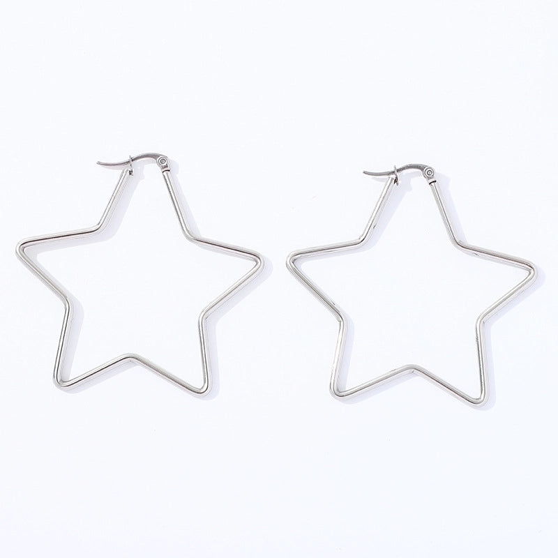 1 Pair Fashion Star Heart Shape Butterfly Plating Hollow Out 201 Stainless Steel 18K Gold Plated Earrings