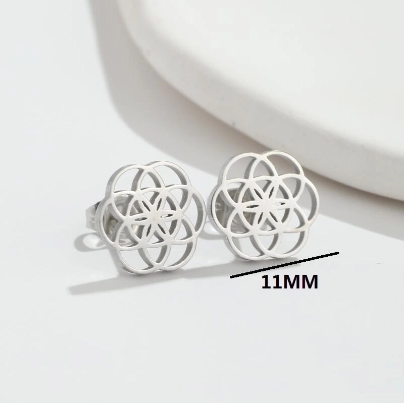 Fashion Cactus Sun Stainless Steel Plating Hollow Out Ear Studs 1 Pair