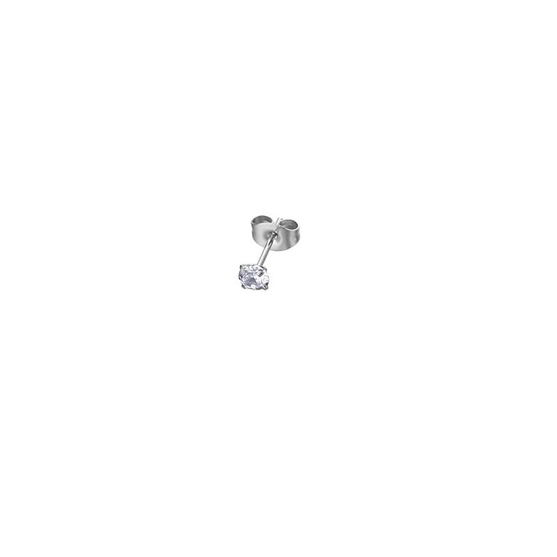 Minimalist Geometric Stainless Steel Inlaid Zircon Ear Studs 1 Piece