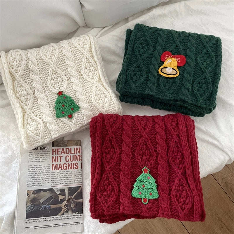 Women's Cute Sweet Christmas Tree Yarn Scarf