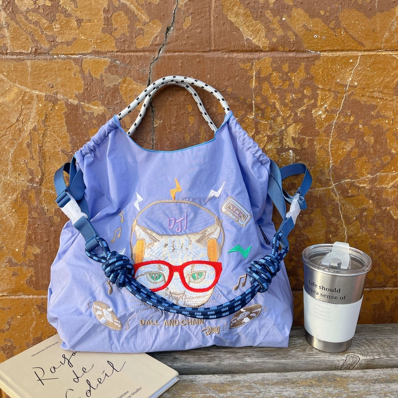 Women's Medium Polyester Animal Plant Streetwear Square Open Shopping Bags