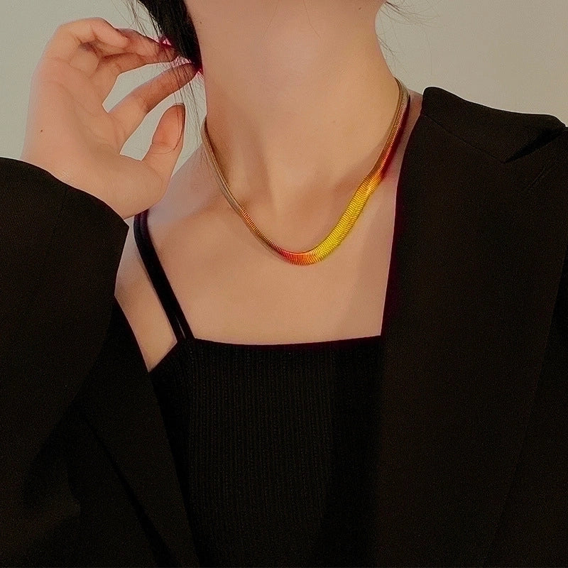 Fashion Geometric Titanium Steel Patchwork Plating Chain Necklace 1 Piece