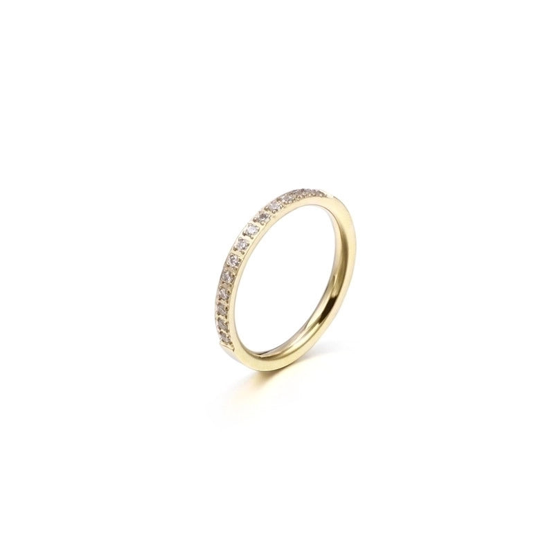 Simple Fashion Single Row Zircon Creative Jewelry Stainless Steel Ring
