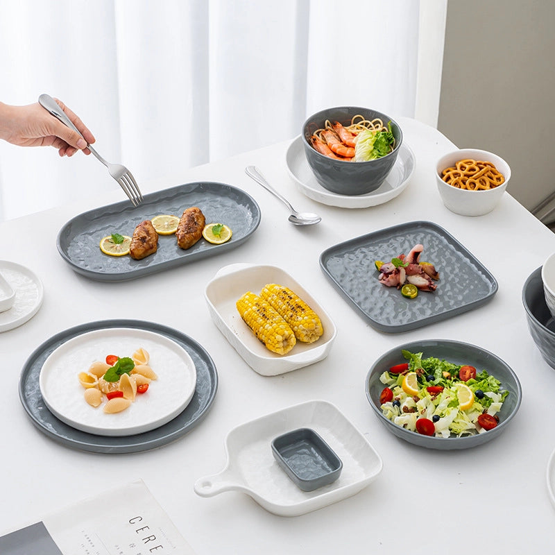 Ceramic Bowl Dish Tableware Household Plate Fish Plate Dish Soup Bowl Rice Bowl Simple Light Luxury Noodle Bowl