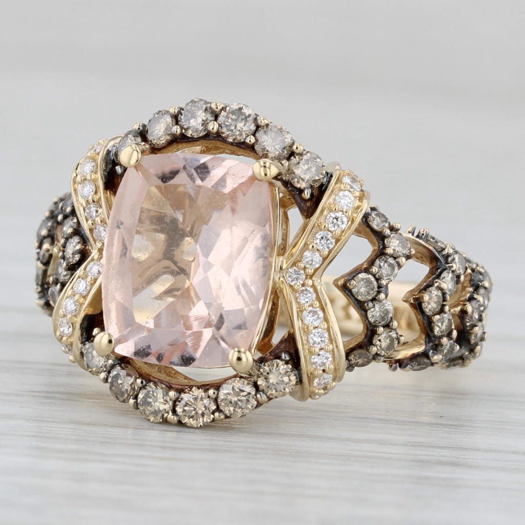 3.63ctw Le Vian Chocolate Brown Diamonds Morganite Ring 14k Gold Size 7 Cocktail