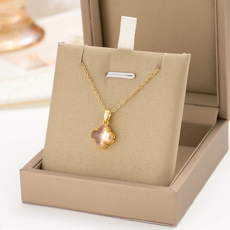 304 Stainless Steel Copper 18K Gold Plated K Gold Plated Inlay Heart Shape Wings Butterfly Zircon Pendant Necklace