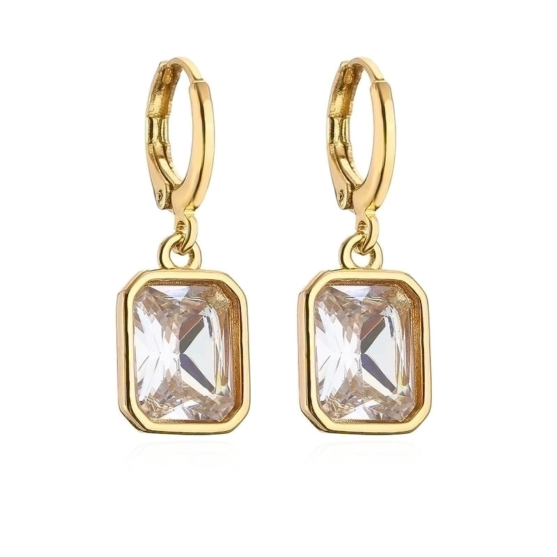 1 Pair Fashion Geometric Plating Copper Zircon 18k Gold Plated Earrings