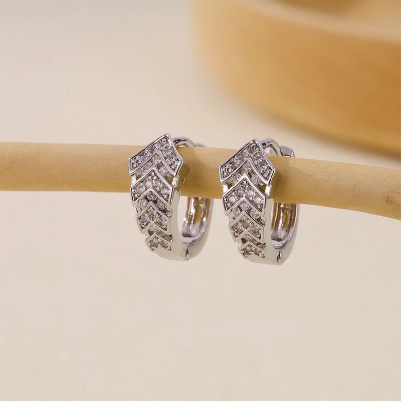 1 Pair Basic Minimalist Geometric Inlay Copper Zircon Earrings