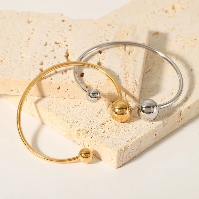 Ig Style Minimalist Solid Color Stainless Steel Plating 18k Gold Plated Bangle