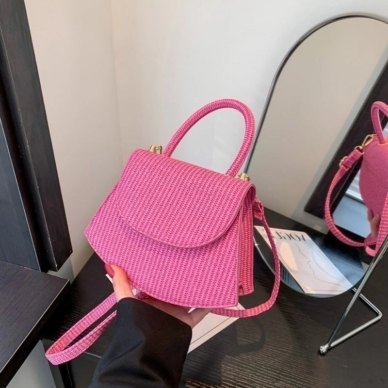 Women's All Seasons Pu Leather Solid Color Classic Style Semicircle Flip Cover Handbag