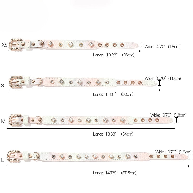 Rhinestone Decor Gradient Color Dog Collar