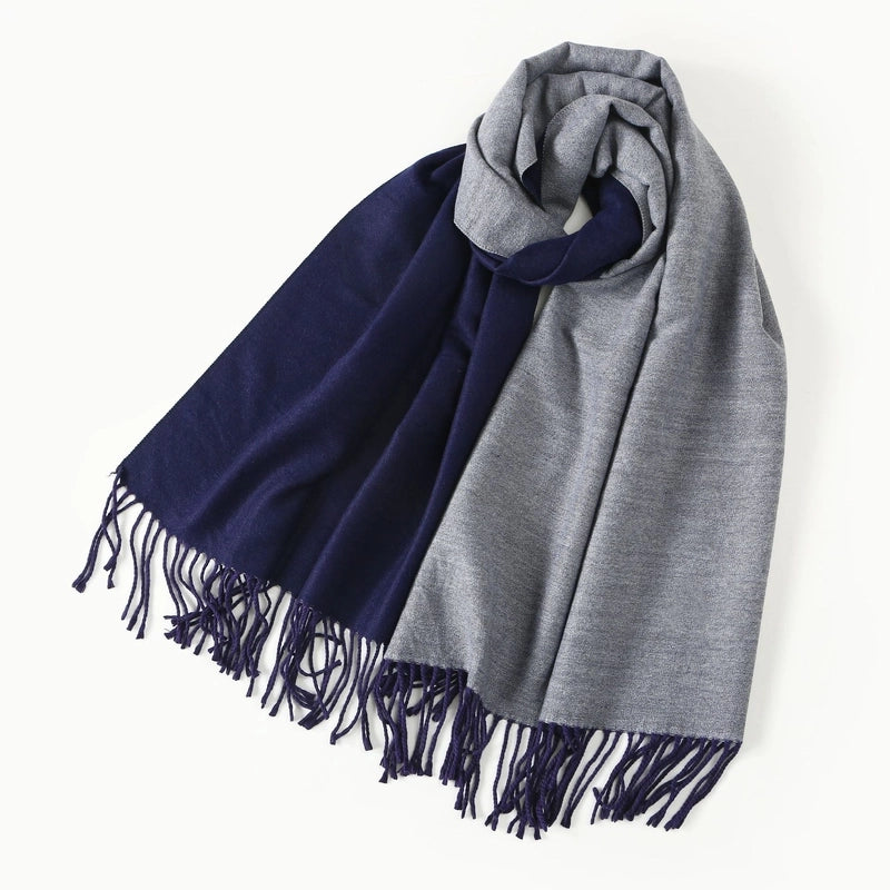 Women's Elegant Minimalist Color Block Imitation Dehaired Angora Tassel Scarf