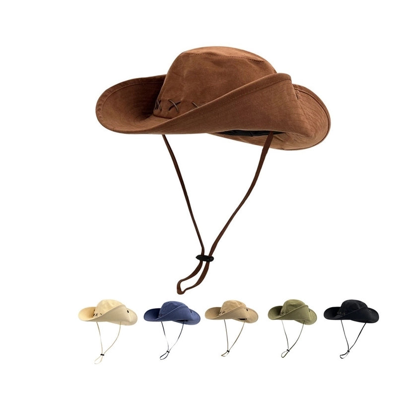 Unisex Basic Cowboy Style Modern Style Geometric Solid Color Big Eaves Bucket Hat