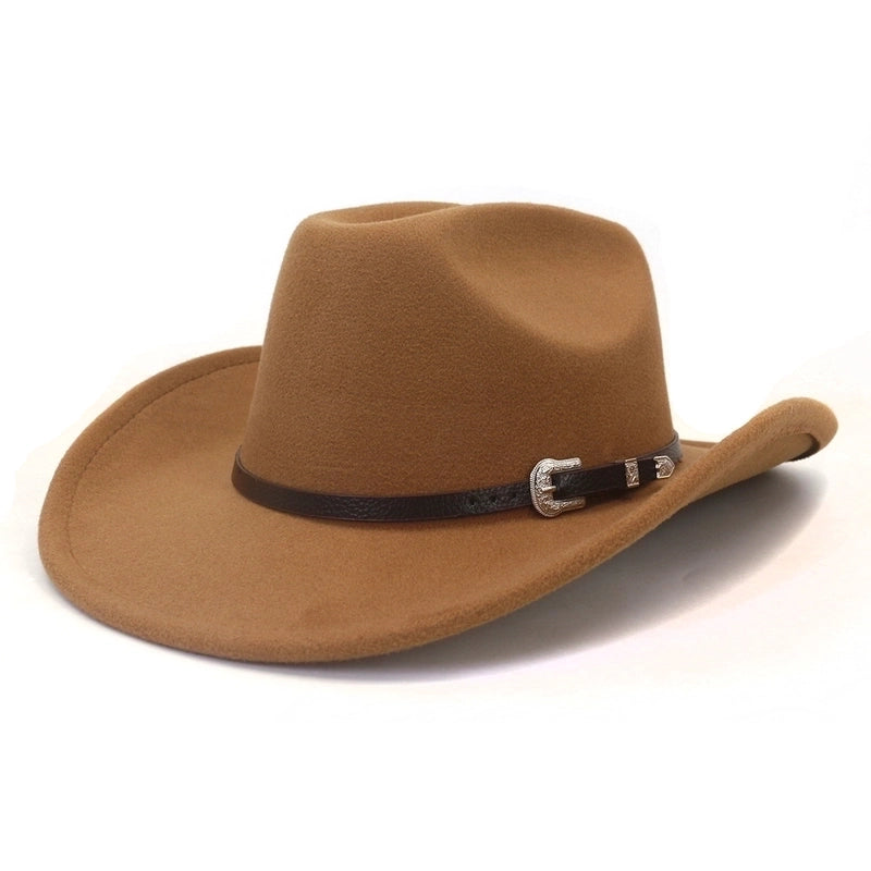 Unisex Basic Cowboy Style Solid Color Big Eaves Fedora Hat