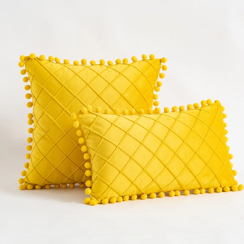 Retro Plaid Solid Color Chemical Fiber Pillow Cases