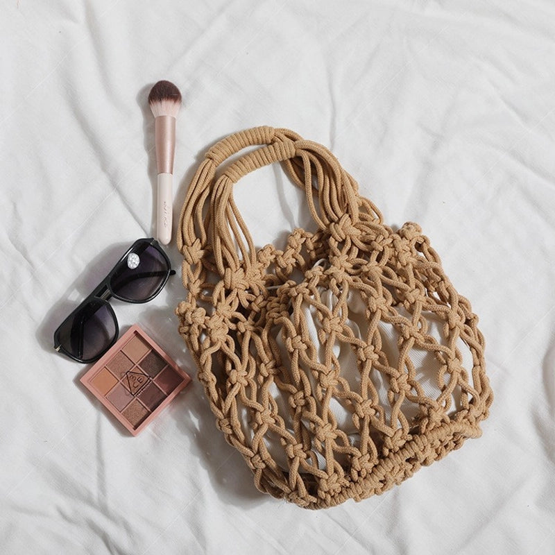 Women's Vacation Solid Color Cotton Rope Shopping Bags