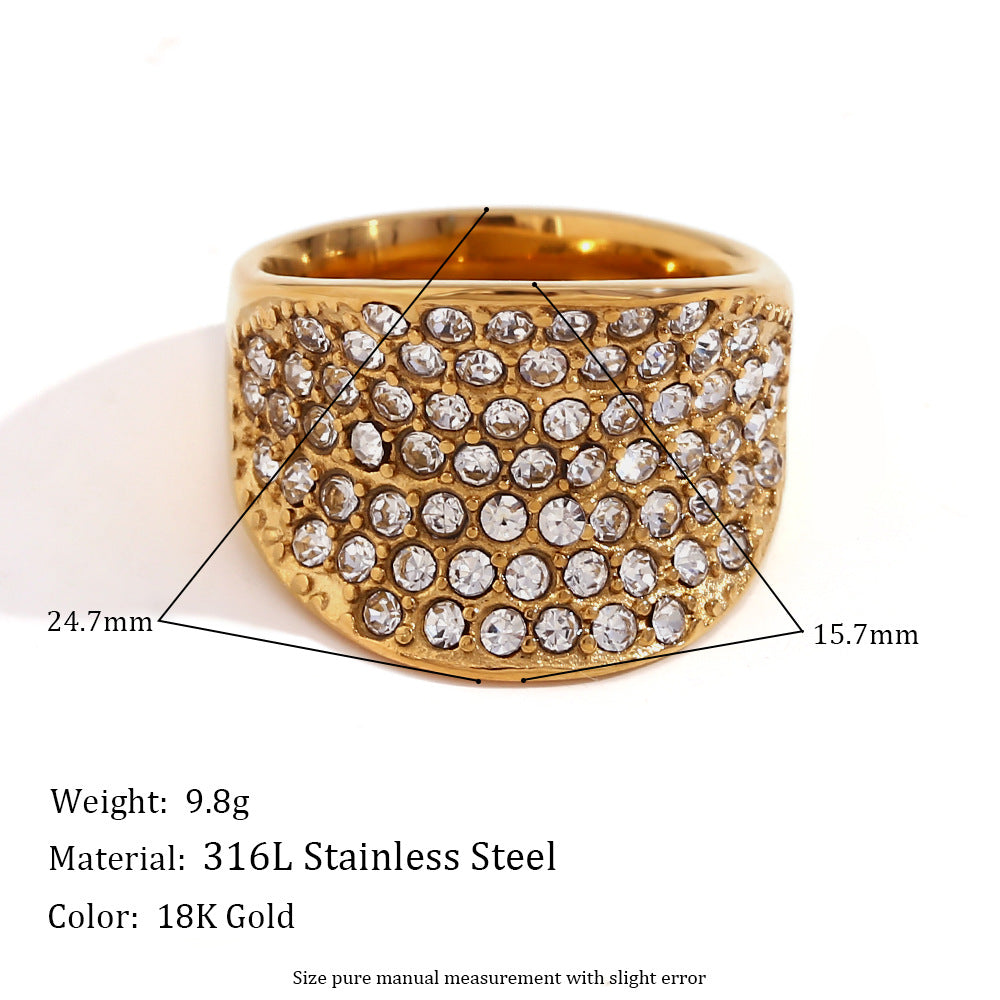 Women Fashion Circle Geometric Stainless Steel 18K Gold Plated Rings