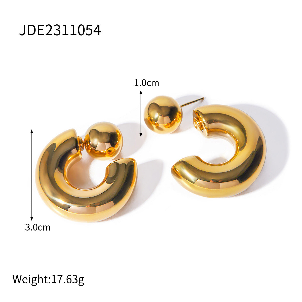 Jie Ding Stainless Steel Double C Earrings Ins Zircon Earrings Titanium Steel Earrings