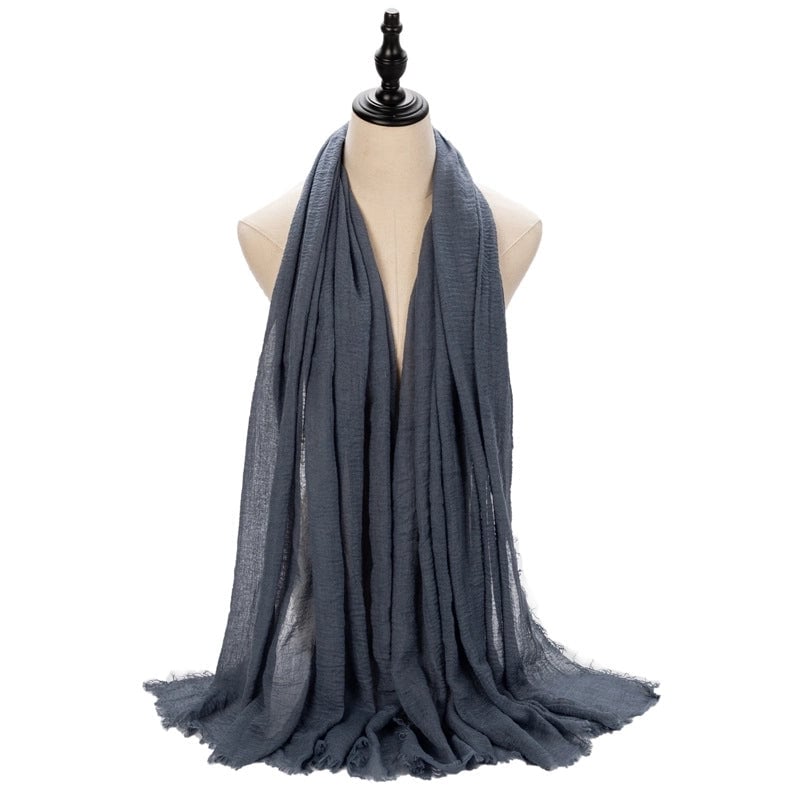 Hot Selling Women's Cotton And Linen Solid Color Baotou Scarf Cover Pleated Short Beard Headscarf