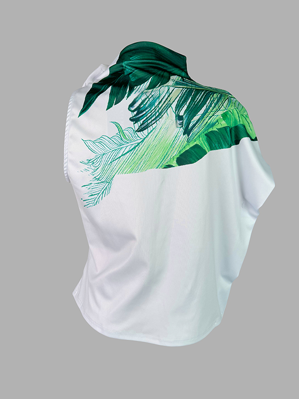 Loose Sleeveless Printed Mock Neck Vest Top