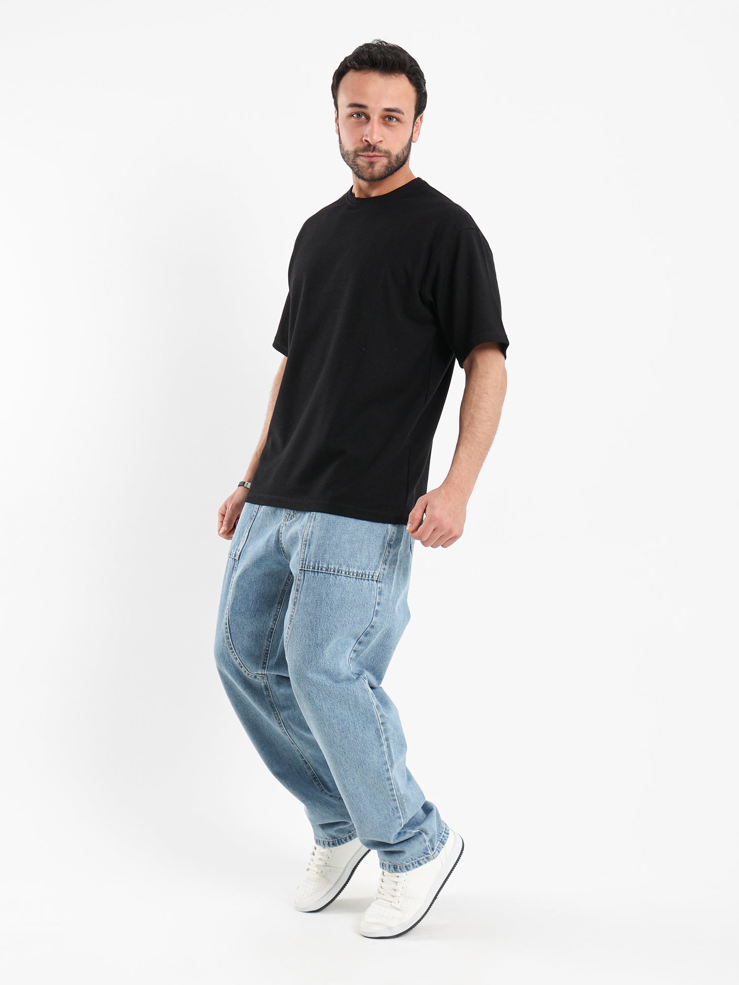 Tapered Fit Jeans with Drawstring Waist