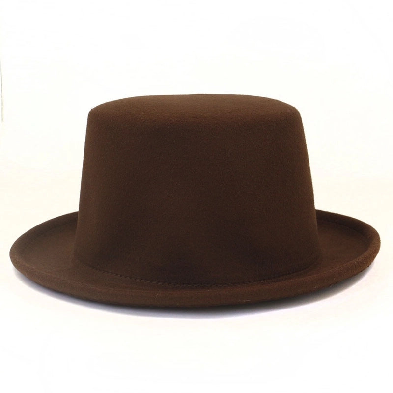 Autumn And Winter New Gentleman Hat Men's Black Felt Top Hat Stage Performance Catwalk Show Magician High Top Woolen Hat