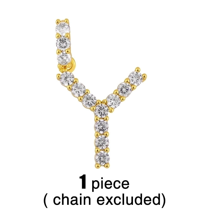 Copper Tennis Chain Inlaid Zircon Letter Necklace