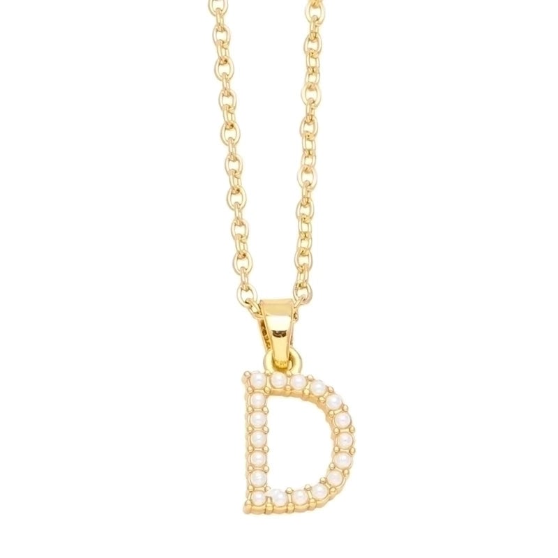 Minimalist Letter Copper Inlay Anti-pearl Necklace