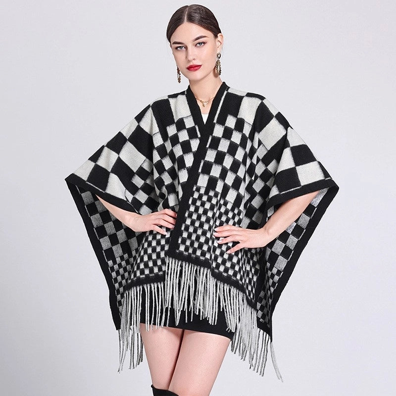 Women's Streetwear Plaid Blended Shawl