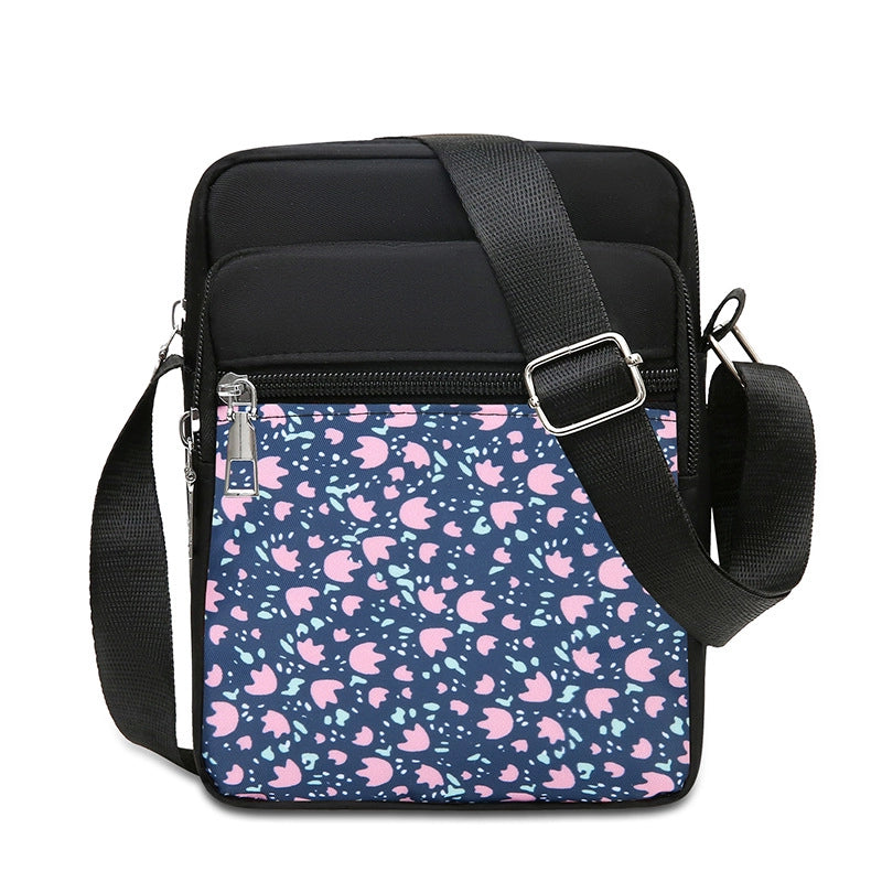 Women's Small Oxford Cloth Printing Classic Style Square Zipper Crossbody Bag Square Bag