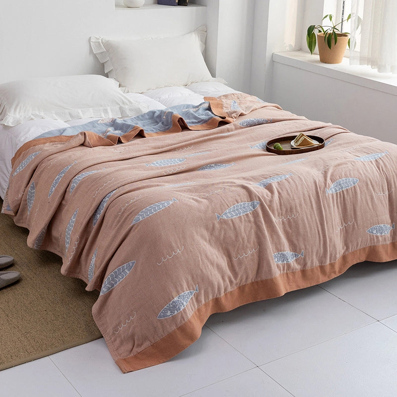 Towel Quilt Pure Cotton Five-Layer Gauze Towel Blanket Four Seasons Office Single Double Nap Blanket Quilt