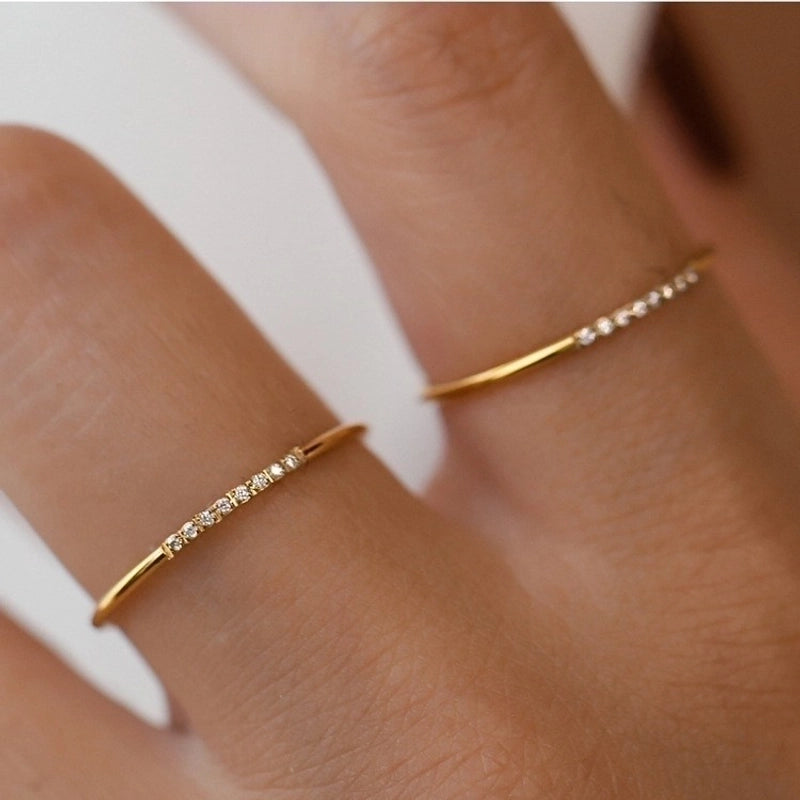 Minimalist Circle Titanium Steel Plating Inlay Zircon Rings 1 Piece