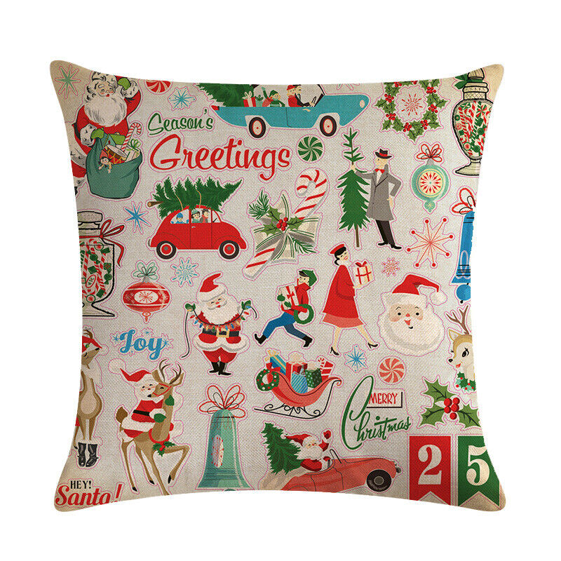 18 Cojines Merry Xmas Couch Throw Pillow Cover Case Home Sofa Decor Pillowslip